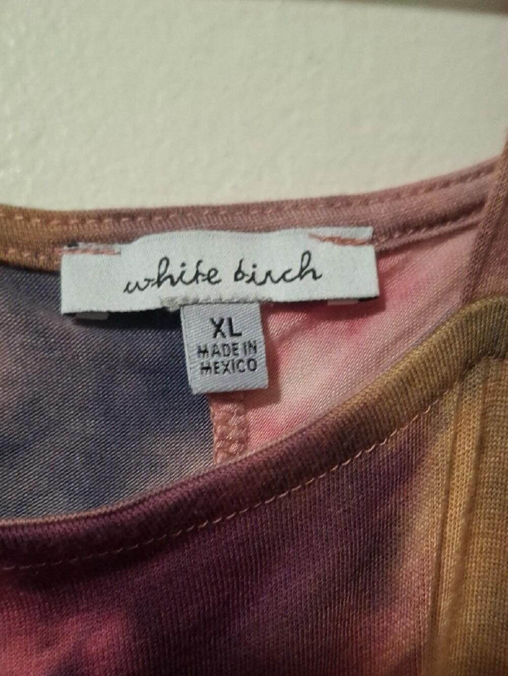 white birch Tie-Dye Cold-Shoulder Top in Burgundy, Mustard & Navy - Picture 2 of 2